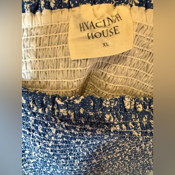 Hyacinth House Pai Mini Dress XL NWT Blue Ditsy Floral Cotton Smocked Puff Sleev - Picture 10 of 12